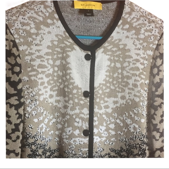 St John Yellow Label Animal Print Cardigan Wool - Picture 3 of 10
